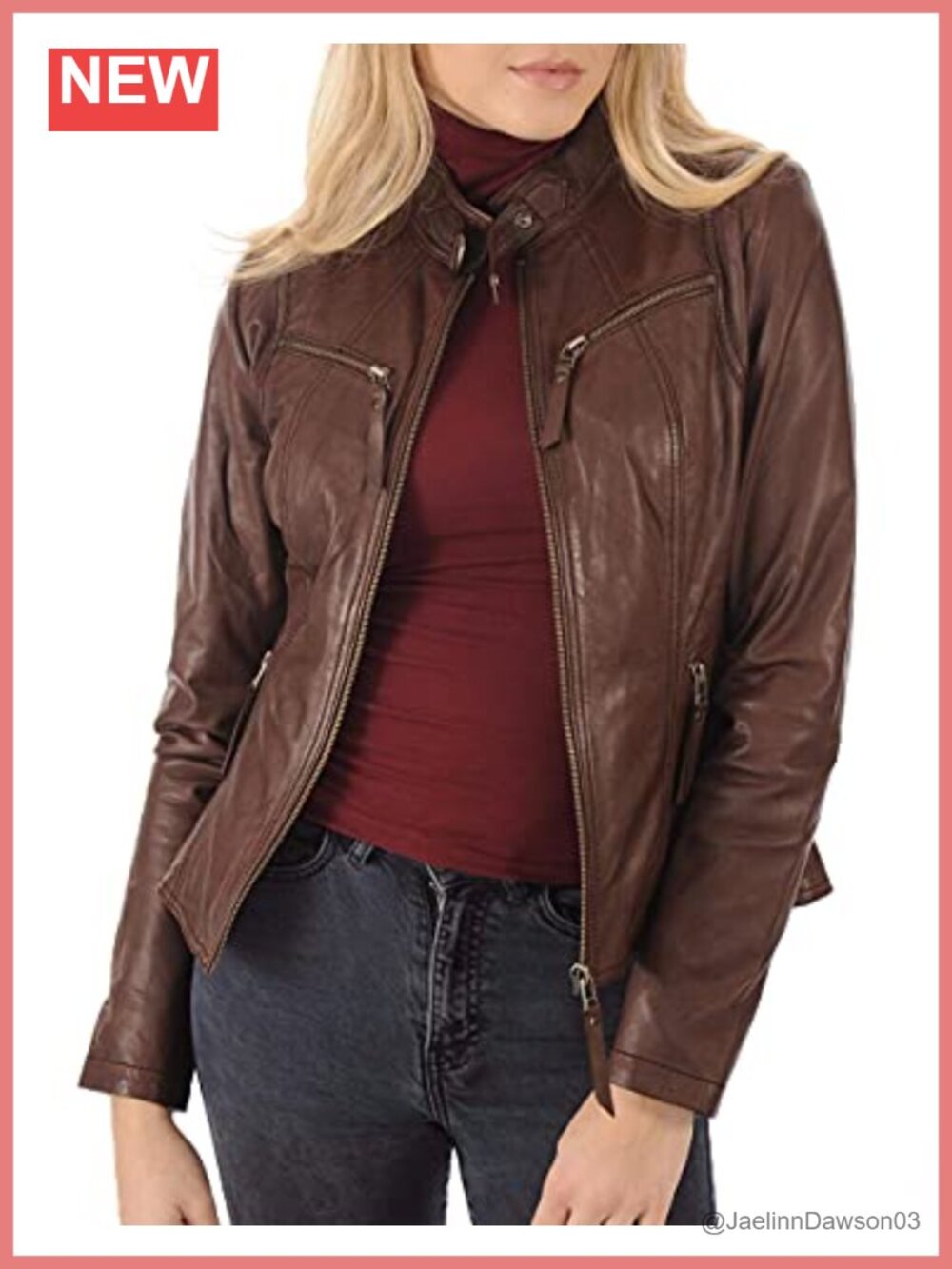 Women's Lambskin Leather Bomber Biker Jacket Slim Fit Casual
